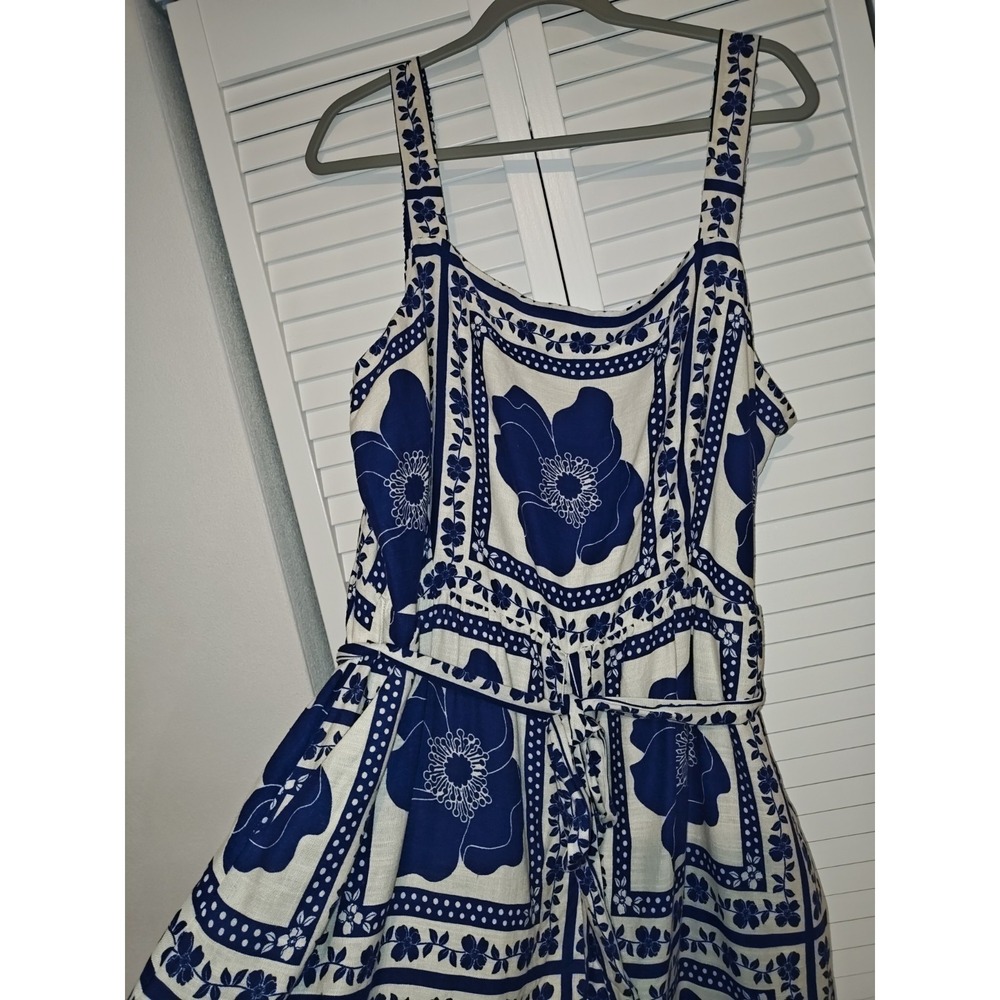 Draper James RSVP Womens XXL Blue White Floral Tie Waist Fit Flare Sundress - Picture 4 of 16